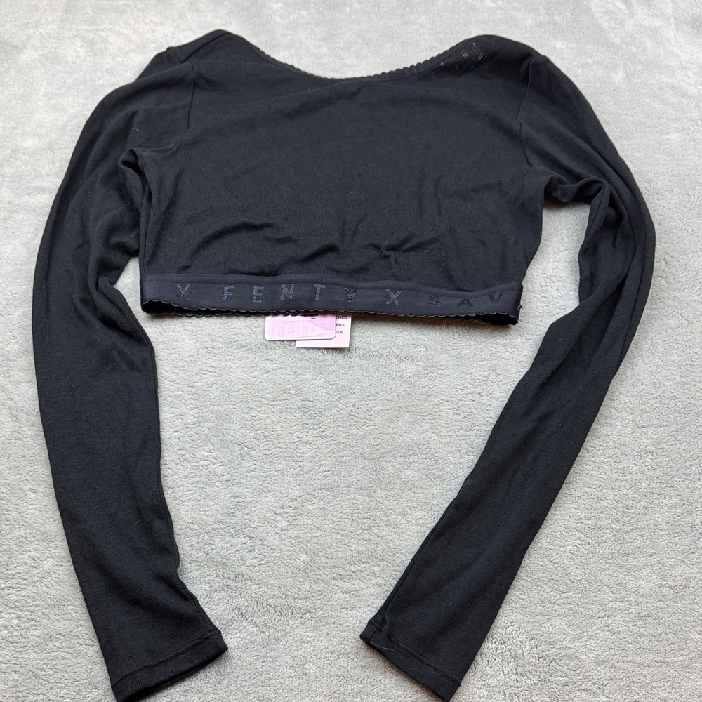 Savage X Fenty Black Long Sleeve Crop Top